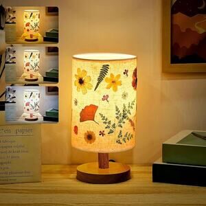 Pressed Floral Bedside Lamp Vintage Flower Desk Light Modern Style Home Decor